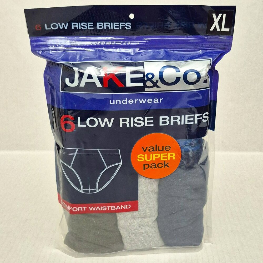 JAKE&CO Underwear Cotton Low Rise Briefs 6 Pack Black Grey Navy Men L , XL - Picture 4 of 5